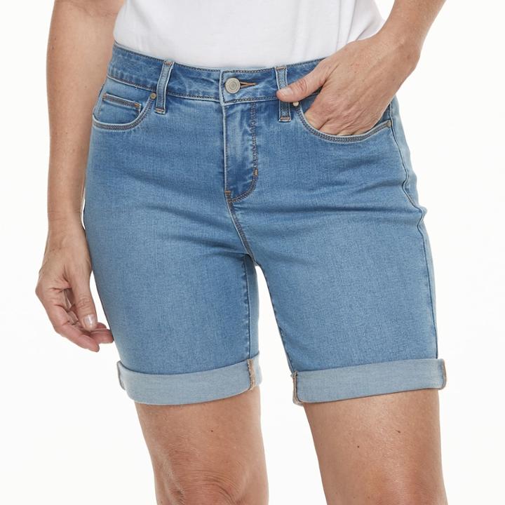 Women's Croft & Barrow&reg; Cuffed Jean Shorts, Size: 16, Light Blue