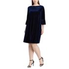 Plus Size Chaps Stretch Velvet Fit & Flare Dress, Women's, Size: 16 W, Blue (navy)
