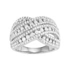 10k White Gold 1 1/2 Carat T.w. Diamond Crisscross Ring, Women's, Size: 8