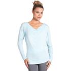 Women's Tail Draped V-neck Yoga Top, Size: Medium, Blue