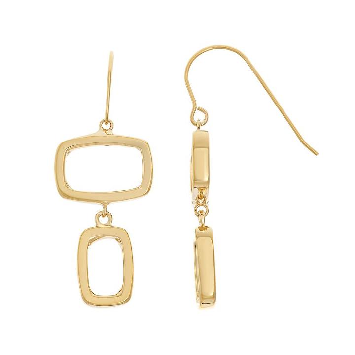 18k Gold Over Silver Geometric Drop Earrings, Women's, Yellow