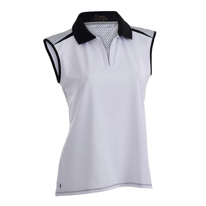 Women's Nancy Lopez Favor Sleeveless Golf Polo, Size: Small, White