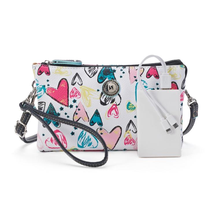 Stone & Co. Plugged In Phone Charging Printed Leather Crossbody Bag, Women's, White