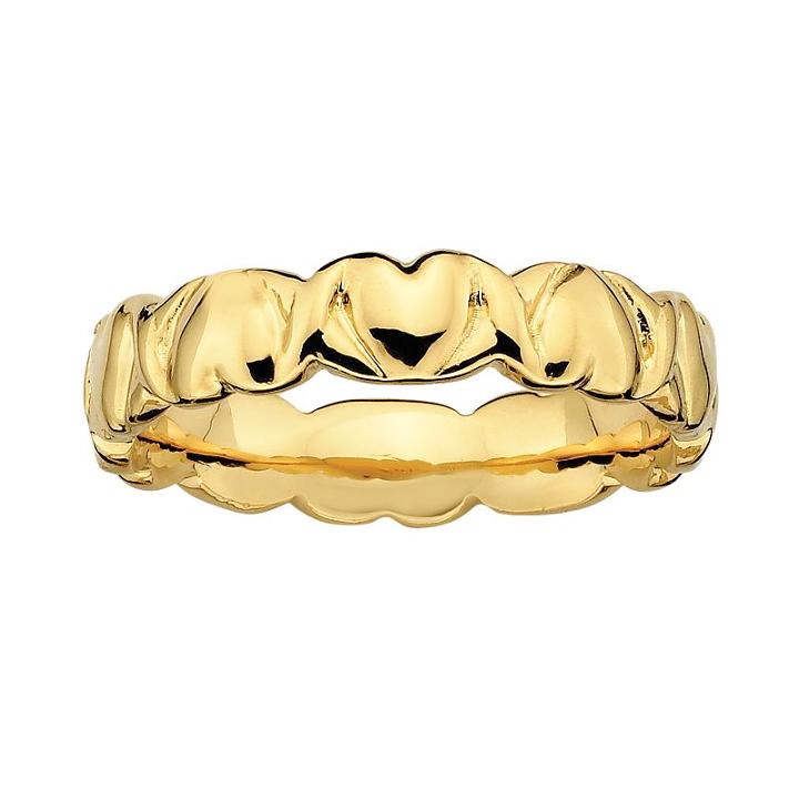 Stacks And Stones 18k Gold Over Silver Heart Stack Ring, Women's, Size: 5, Yellow