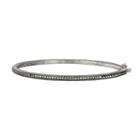 Lavish By Tjm Sterling Silver Bangle Bracelet - Made With Swarovski Marcasite, Women's