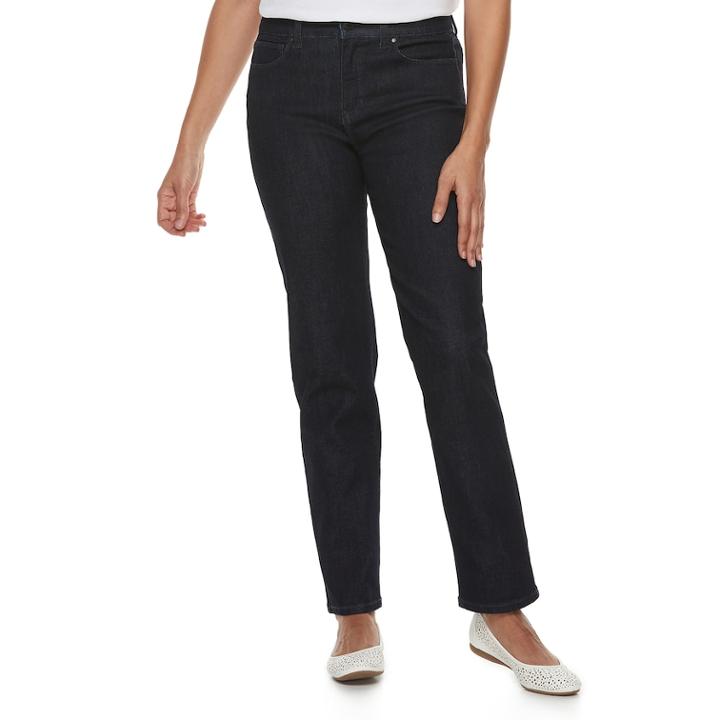 Petite Croft & Barrow&reg; Classic Stretch Straight-leg Midrise Jeans, Women's, Size: 8p - Short, Dark Blue