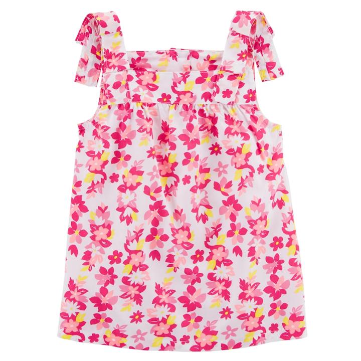 Girls 4-8 Carter's Shoulder Tie Poplin Tank Top, Size: 4-5, Pink Print