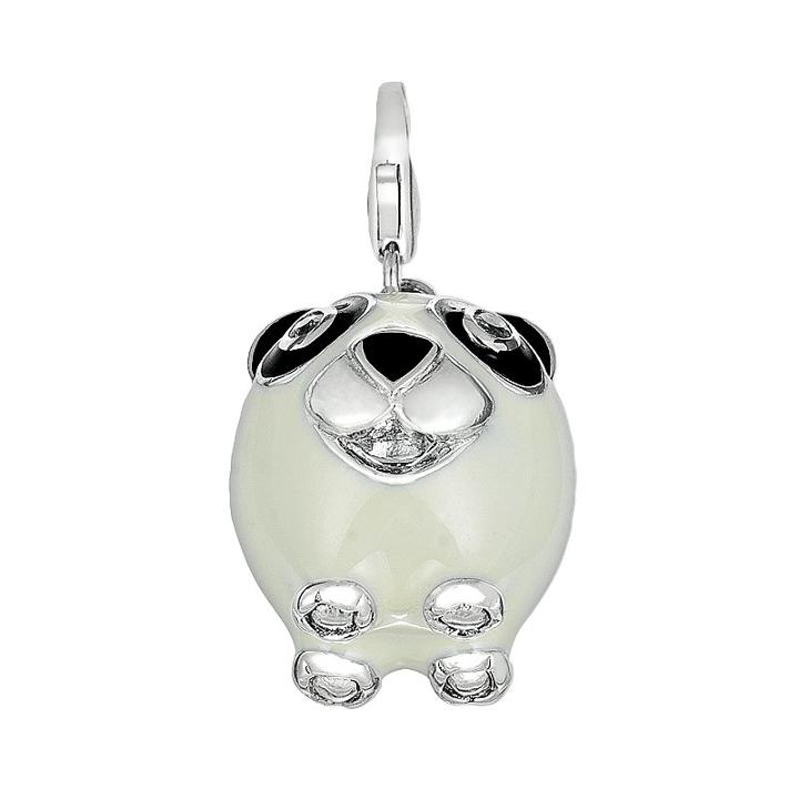 Sterling Silver White Topaz Panda Bear Charm, Women's