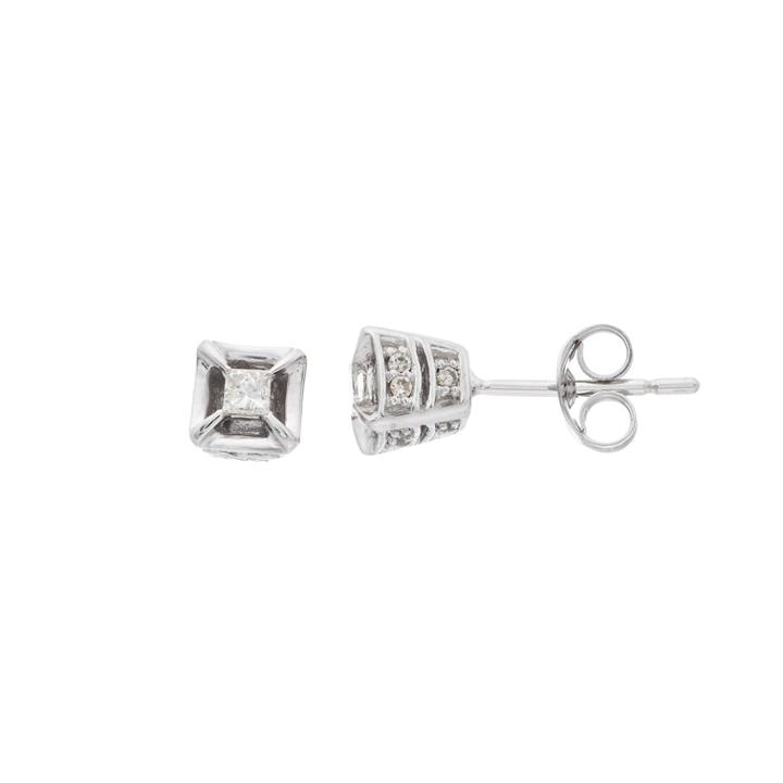 10k White Gold 1/4 Carat T.w. Diamond Square Stud Earrings, Women's