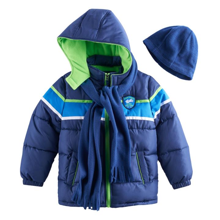 Boys 4-7 I-extreme 3-pc. Colorblock Puffer Jacket, Hat & Scarf Set, Size: 5, Blue (navy)