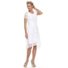 Women's Dana Buchman Lace Shark-bite Hem Dress, Size: Large, White