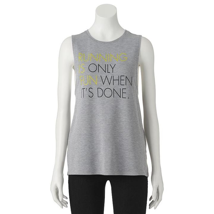Juniors' So&reg; Graphic Muscle Tee, Girl's, Size: Small, Med Grey