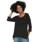 Women's Sonoma Goods For Life&trade; Ribbed Scoopneck Tee, Size: Medium, Black