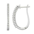 Sterling Silver 1/10 Carat T.w. Diamond U-hoop Earrings, Women's, White