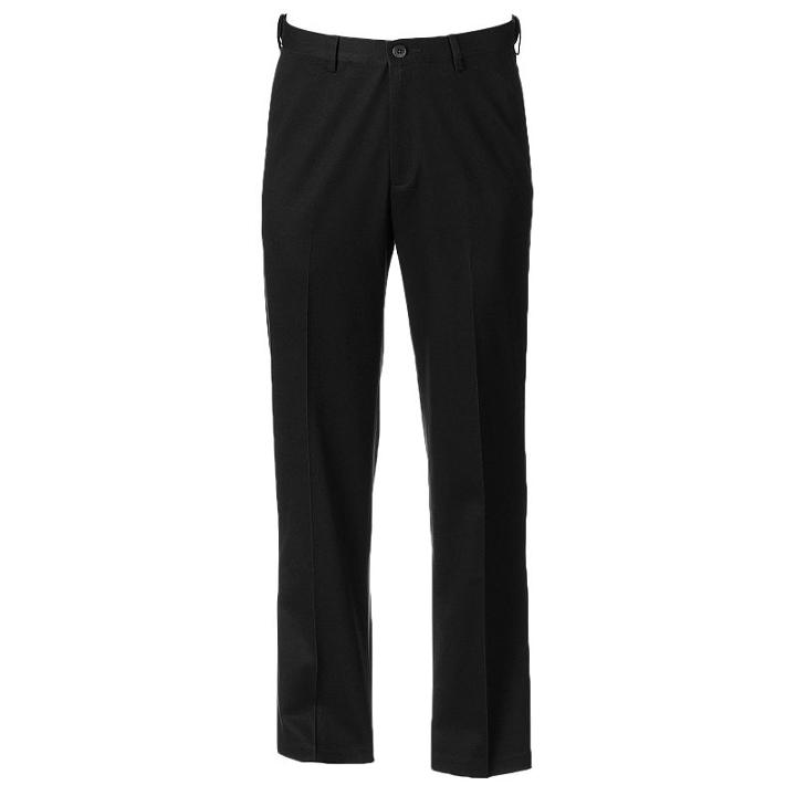 Men's Haggar Premium No-iron Khaki Stretch Classic-fit Flat-front Pants, Size: 40x32, Black