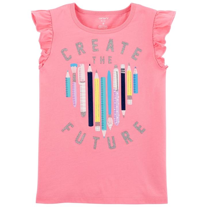Girls 4-14 Carter's Create The Future Pencil Heart Graphic Tee, Size: 6-6x, Pink