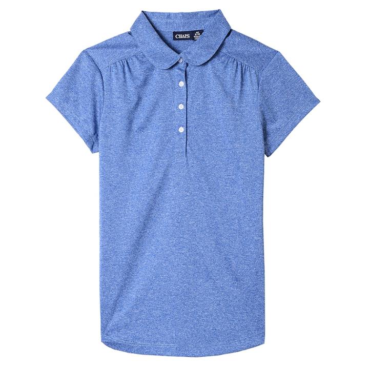 Girls 7-16 Chaps School Uniform Performance Polo, Size: 8-10, Med Blue