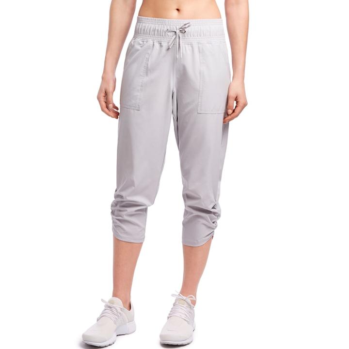 Women's Jockey Sport Venture Ruched Capris, Size: Large, Med Grey