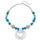 Bead & Hammered Circle Necklace, Women's, Multicolor