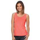 Women's Croft & Barrow&reg; Essential Scoopneck Tank, Size: Large, Lt Orange