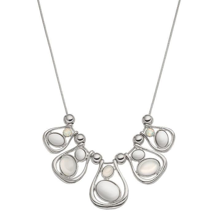 White Oval Cabochon Slider Statement Necklace, Women's