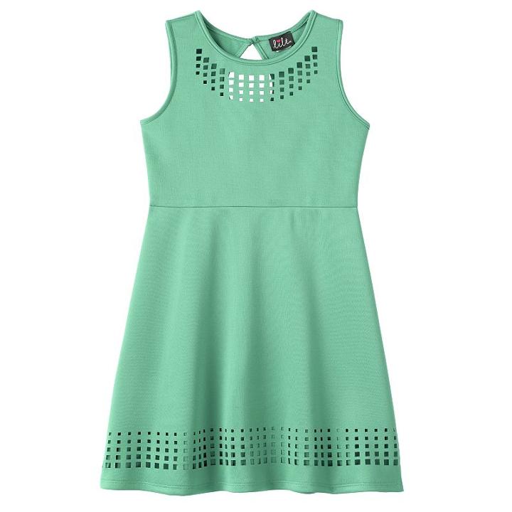 Girls Plus Size Lilt Laser Cut Skater Dress, Size: 18 1/2, Lt Green