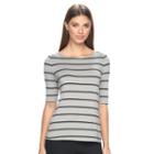 Women's Apt. 9&reg; Essential Striped Boatneck Tee, Size: Xxl, Grey