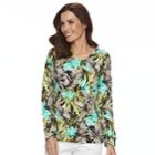 Women's Caribbean Joe Tropical Grommet Hem Top, Size: Small, Oxford