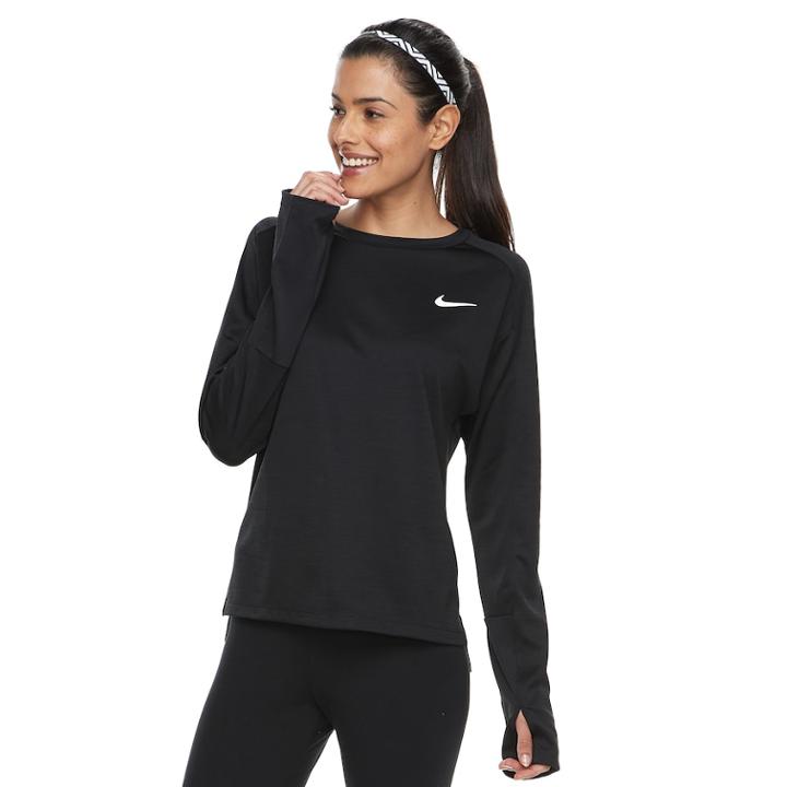 Women's Nike Pacer Long Sleeve Running Top, Size: Large, Grey (charcoal)
