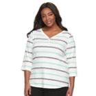 Plus Size Croft & Barrow&reg; Solid V-neck Tee, Women's, Size: 0x, White