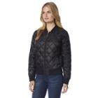 Women's Heat Keep Down Puffer Bomber Jacket, Size: Small, Black