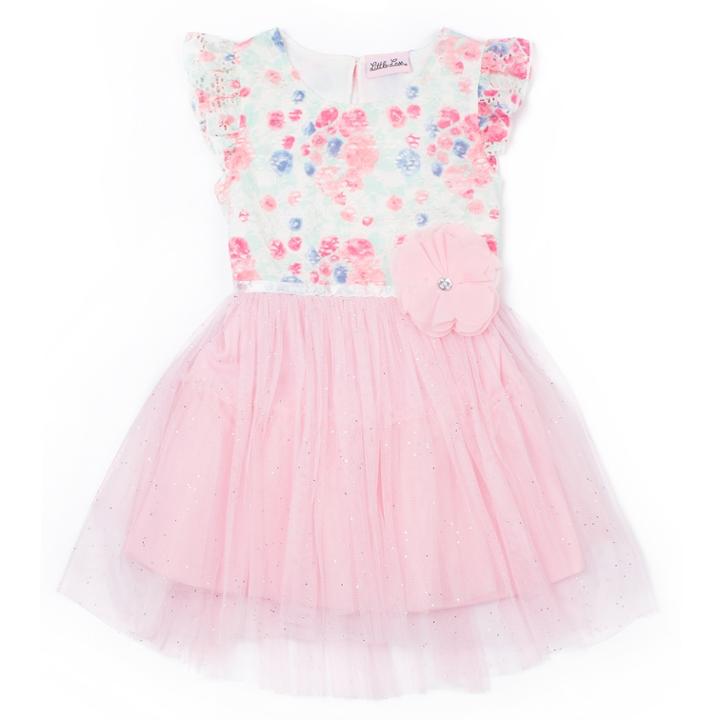 Girls 4-6x Little Lass Floral Tulle Dress, Size: 6x, Pink