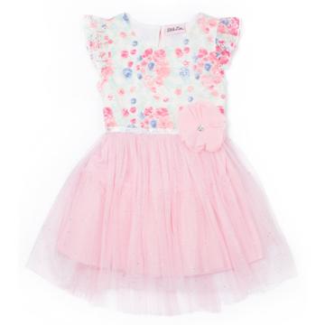 Girls 4-6x Little Lass Floral Tulle Dress, Size: 6x, Pink