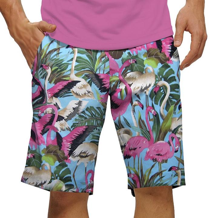 Men's Loudmouth Pink Flamingos Golf Shorts, Size: 34, Turquoise/blue (turq/aqua)