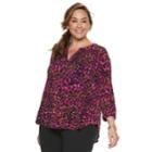 Plus Size Dana Buchman Knit Henley Top, Women's, Size: 2xl, Pink