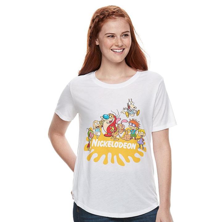 Juniors' Nickelodeon Classic Cartoon Graphic Tee, Teens, Size: Medium, White