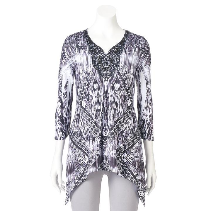 Women's World Unity Print Sublimation Tunic, Size: Small, Grey (charcoal)