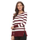 Women's Croft & Barrow&reg; Button Side Long Sleeve Top, Size: Xl, White