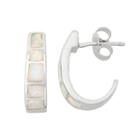 Lab-created Opal Sterling Silver J-hoop Earrings, Women's, White