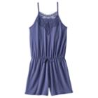 Girls 7-16 Mudd&reg; Crochet Solid Romper, Girl's, Size: S (10), Blue (navy)