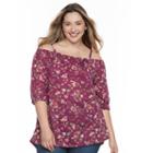 Plus Size French Laundry Off-the-shoulder Peasant Top, Women's, Size: 3xl, Med Purple