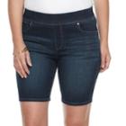 Petite Croft & Barrow&reg; Pull-on Bermuda Jean Shorts, Women's, Size: 4 Petite, Blue