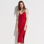 K/lab Embellished Strap Plaid Slip Dress, Teens, Size: Large, Dark Pink