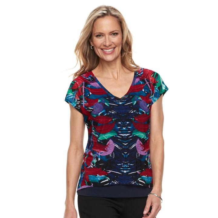 Women's Dana Buchman Print Layered Hem Top, Size: Small, Med Purple