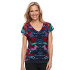 Women's Dana Buchman Print Layered Hem Top, Size: Small, Med Purple