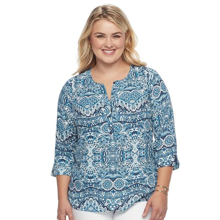 Plus Size Dana Buchman Popover Top, Women's, Size: 1xl, Med Blue
