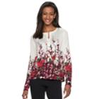Women's Cathy Daniels Embellished Floral Cardigan Sweater, Size: Large, Light Red