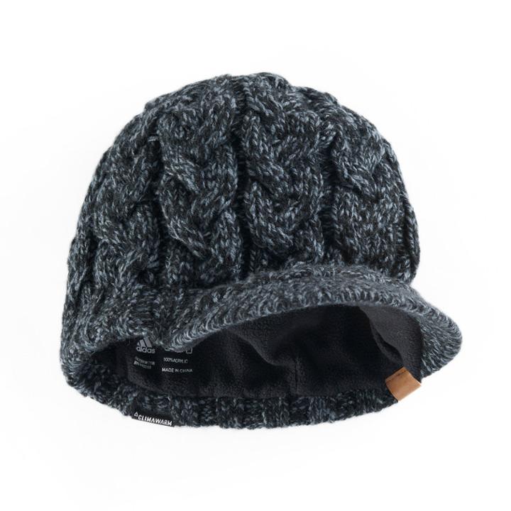 Women's Adidas Crystal Marled Chunky Cable Knit Brimmer Beanie, Black