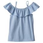 Girls 4-12 Sonoma Goods For Life&trade; Metallic Thread Striped Off Shoulder Top, Girl's, Size: 6, Med Blue