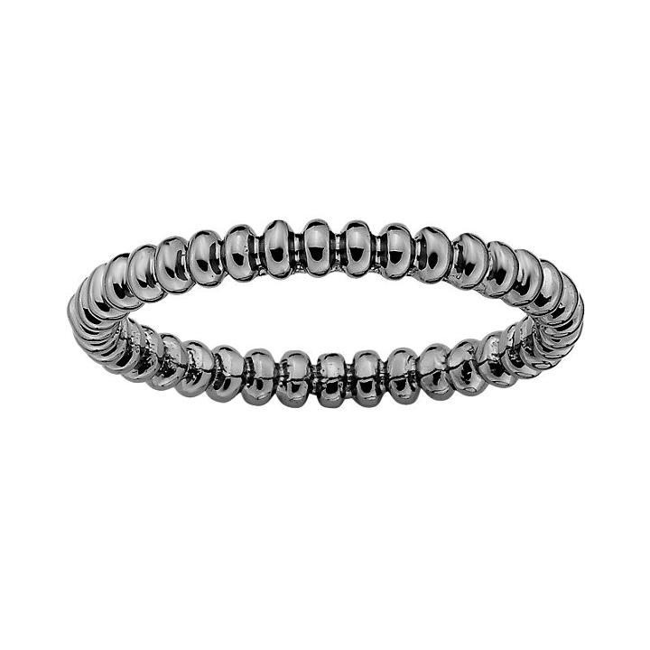 Stacks And Stones Ruthenium-plated Sterling Silver Beaded Stack Ring, Women's, Size: 10, Black
